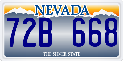 NV license plate 72B668