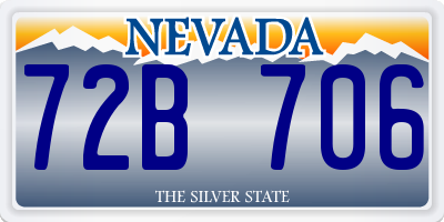 NV license plate 72B706