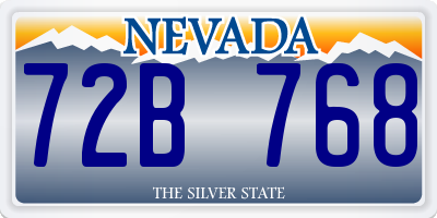NV license plate 72B768
