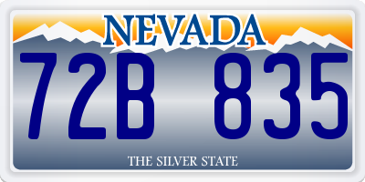 NV license plate 72B835