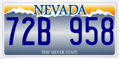 NV license plate 72B958