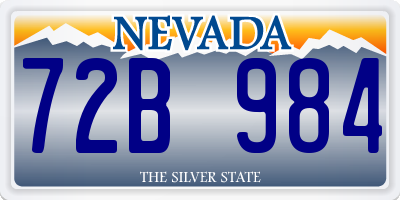 NV license plate 72B984