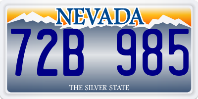 NV license plate 72B985