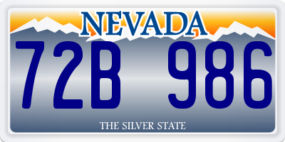 NV license plate 72B986