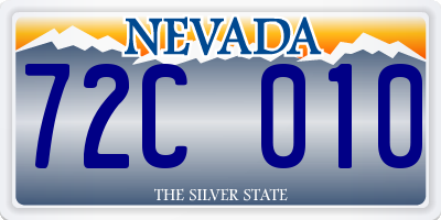 NV license plate 72C010