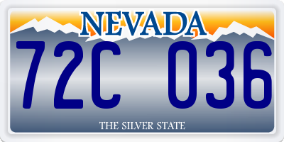 NV license plate 72C036