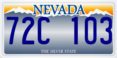 NV license plate 72C103