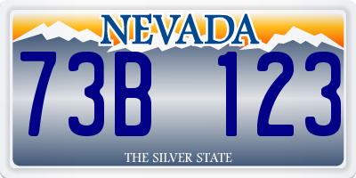 NV license plate 73B123
