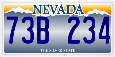 NV license plate 73B234