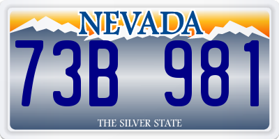NV license plate 73B981
