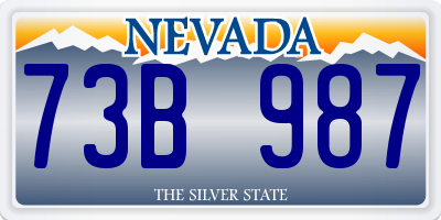 NV license plate 73B987