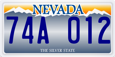 NV license plate 74A012