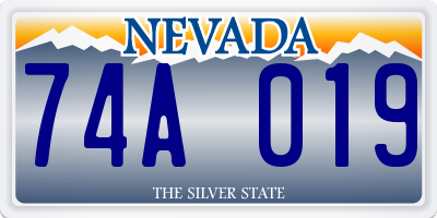 NV license plate 74A019