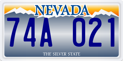 NV license plate 74A021