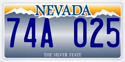 NV license plate 74A025