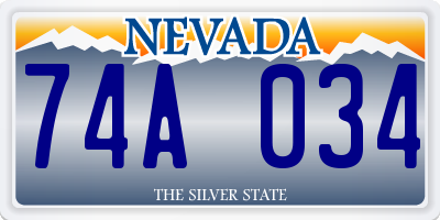 NV license plate 74A034