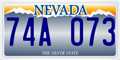 NV license plate 74A073