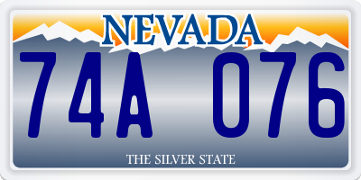 NV license plate 74A076