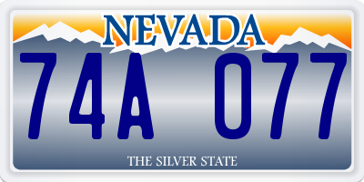 NV license plate 74A077