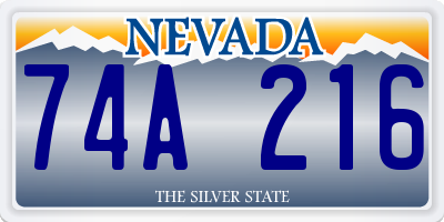 NV license plate 74A216