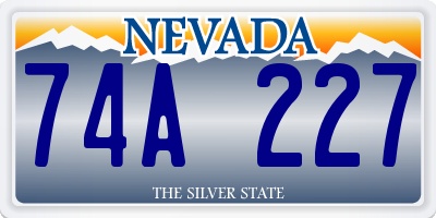 NV license plate 74A227
