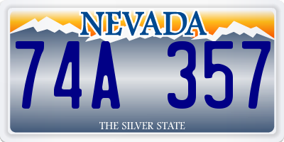 NV license plate 74A357