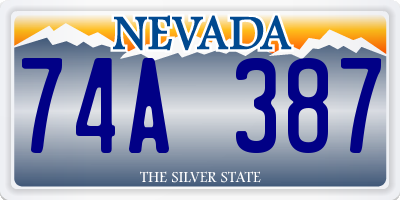 NV license plate 74A387