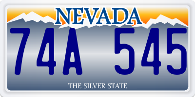 NV license plate 74A545