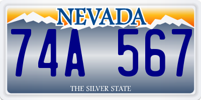 NV license plate 74A567