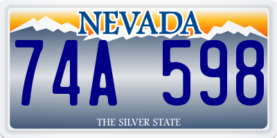 NV license plate 74A598