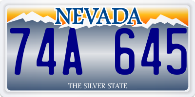 NV license plate 74A645