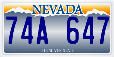 NV license plate 74A647