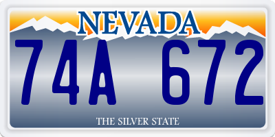 NV license plate 74A672