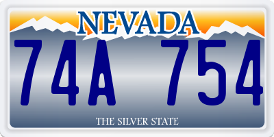 NV license plate 74A754