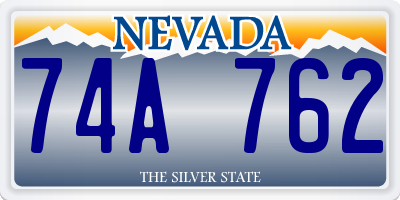 NV license plate 74A762