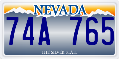 NV license plate 74A765