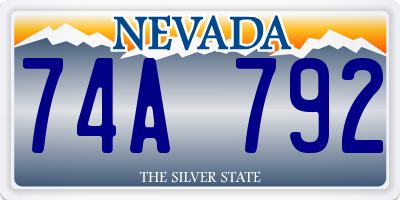 NV license plate 74A792