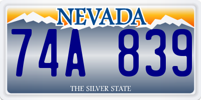 NV license plate 74A839