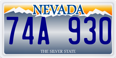 NV license plate 74A930