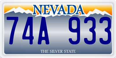NV license plate 74A933