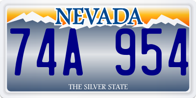NV license plate 74A954