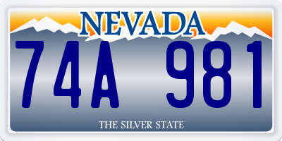 NV license plate 74A981