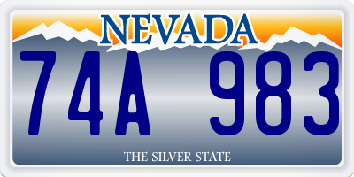 NV license plate 74A983