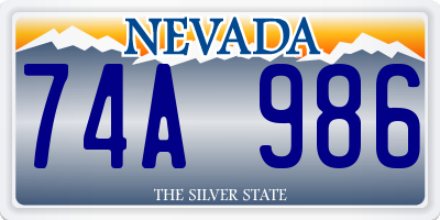 NV license plate 74A986