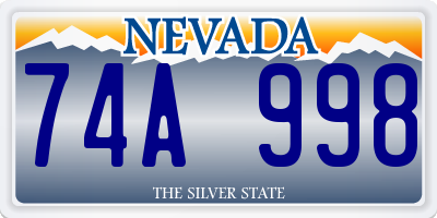 NV license plate 74A998