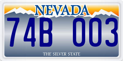 NV license plate 74B003