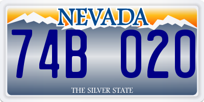 NV license plate 74B020
