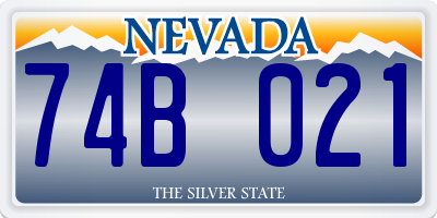 NV license plate 74B021