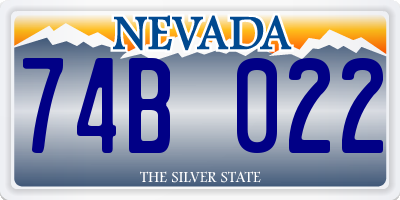 NV license plate 74B022