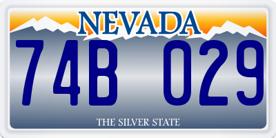 NV license plate 74B029
